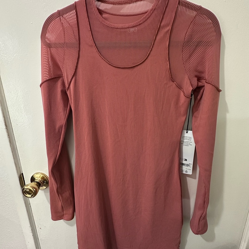 ALO Yoga Soft Terracotta Ribbed Long Sleeve Dress